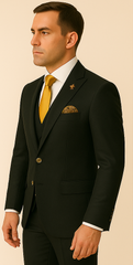 Rossi Man Men’s Black Slim Fit Suit – Double-Breasted Modern Classic