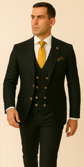 Rossi Man Men’s Black Slim Fit Suit – Double-Breasted Modern Classic