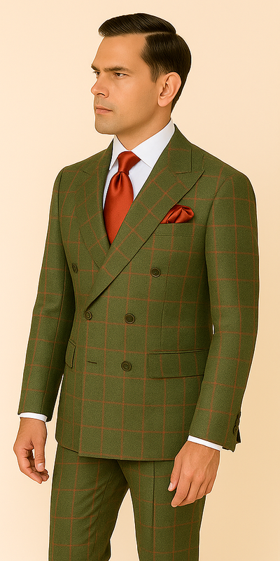 Refined Mens Suit in Rich Green – Double-Breasted Design 3   - from alligatorwarehouse.com