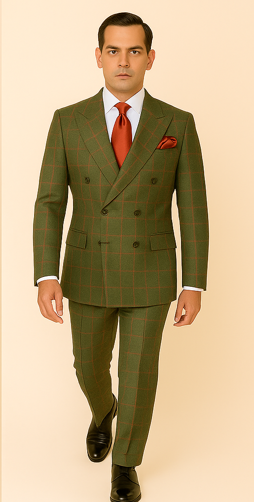 Refined Mens Suit in Rich Green – Double-Breasted Design