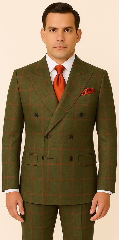 Refined Mens Suit in Rich Green – Double-Breasted Design