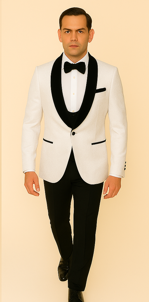 Rossi Man RM1449 – Formal 3-Piece Smoking Style Tuxedo for Men