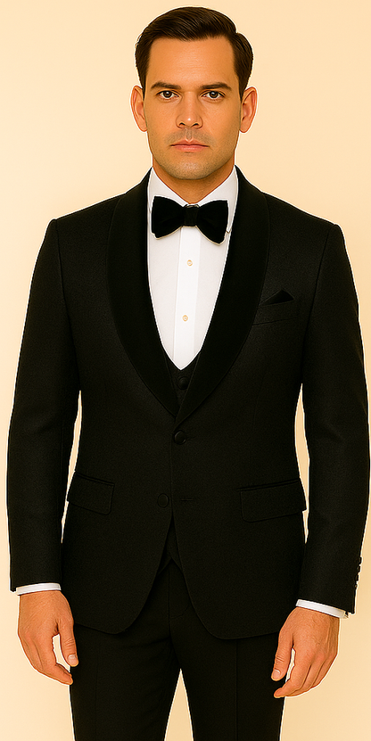 Rossi Man RM1446 – Classic 3-Piece Smoking Style Tuxedo Suit for Men