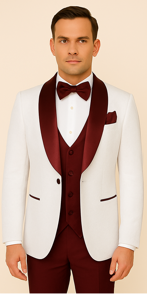 Rossi Man RM1480 – Men's 3-Piece Smoking Style Tuxedo Suit for Formal