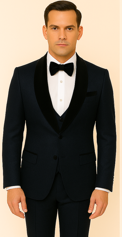 Rossi Man RM1445 – Classic Smoking Style 3-Piece Formal Tuxedo for Men