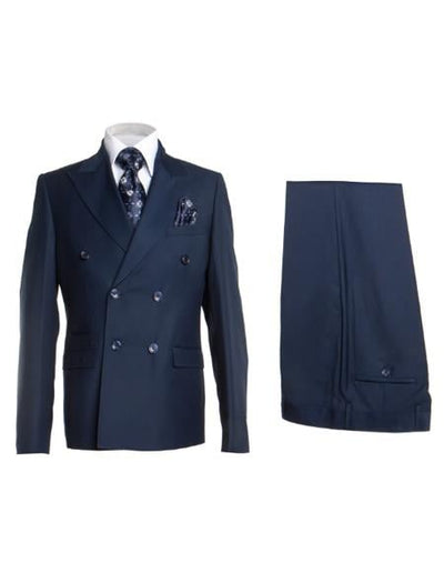 Rossiman Blue Men's Suit Double Breasted Slim Fit 1 34-Shrt-ExSml-JA58642  - from alligatorwarehouse.com