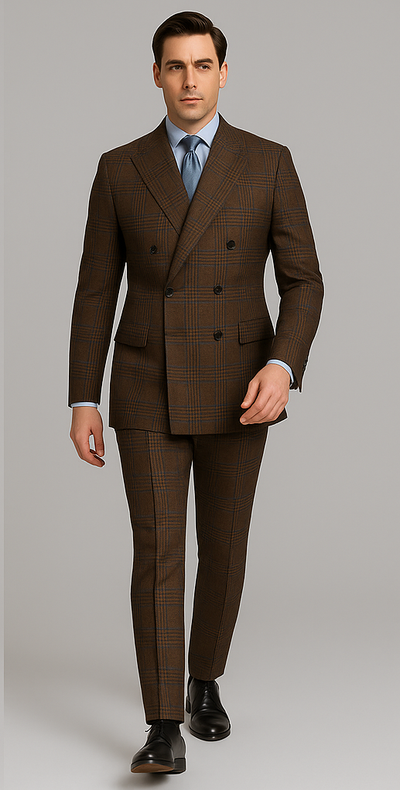Rossiman Brown & Blue Vintage Glen Plaid Suit with Windowpane Pattern 5   - from alligatorwarehouse.com