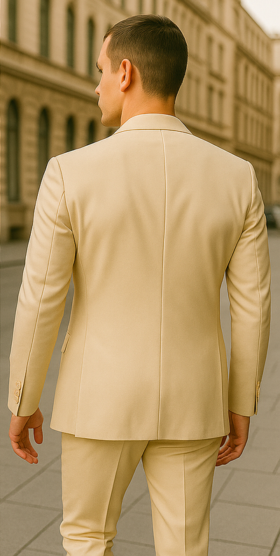 Rossiman Men’s Cream Sateen Suit – Elegant Glossy Formalwear 5 SKU#61574  - from alligatorwarehouse.com
