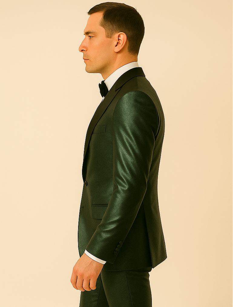 Rossiman Men’s Green Sateen Suit – Glossy Finish with Modern Flair 4 SKU#61575  - from alligatorwarehouse.com