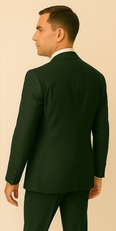 Rossiman Hunter Green Slim Fit Men's Suit – 3-Piece Vested Set with Flat Front Trousers 3 SKU#58658  - from alligatorwarehouse.com