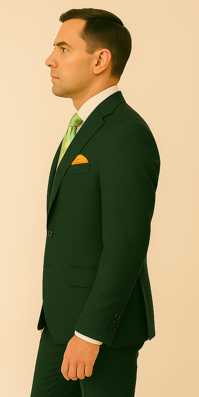 Rossiman Hunter Green Slim Fit Men's Suit – 3-Piece Vested Set with Flat Front Trousers 4 SKU#58658  - from alligatorwarehouse.com