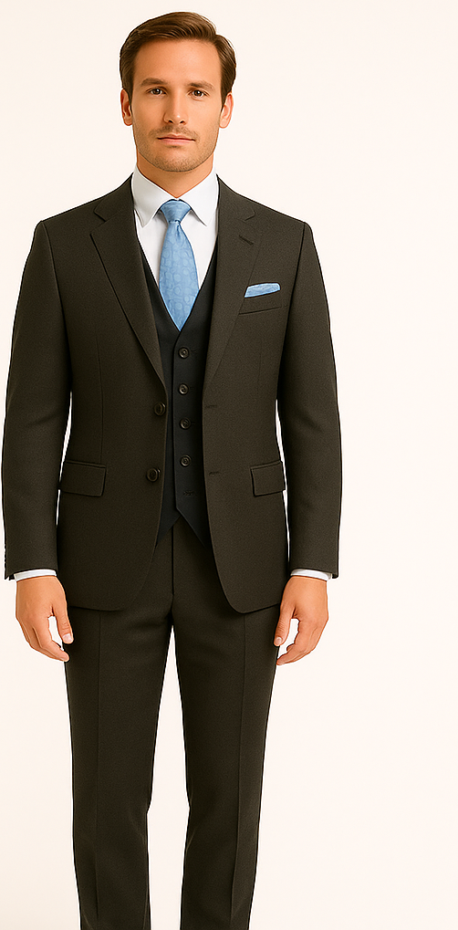Rossiman Men's Dark Gray Slim Fit Suit – 3-Piece Vested Set with Flat Front Pants 1 SKU#58656  - from alligatorwarehouse.com