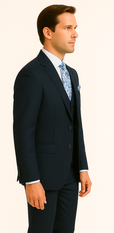 Rossiman Men’s Formal Blue Suit – Slim Fit Design with Vest and Trousers 4 SKU#58654  - from alligatorwarehouse.com