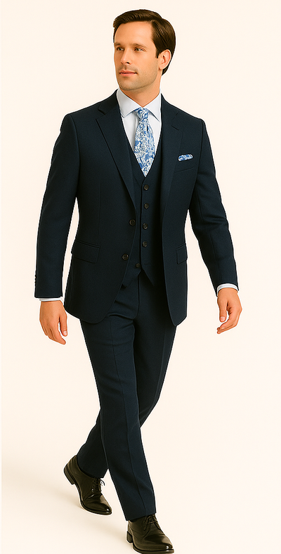 Rossiman Men’s Formal Blue Suit – Slim Fit Design with Vest and Trousers 5 SKU#58654  - from alligatorwarehouse.com