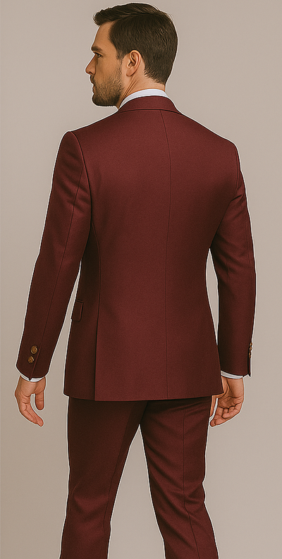 Rossiman Men's Burgundy Slim Fit Formal Suit – Modern Double-Breasted Jacket 3 SKU#58647  - from alligatorwarehouse.com