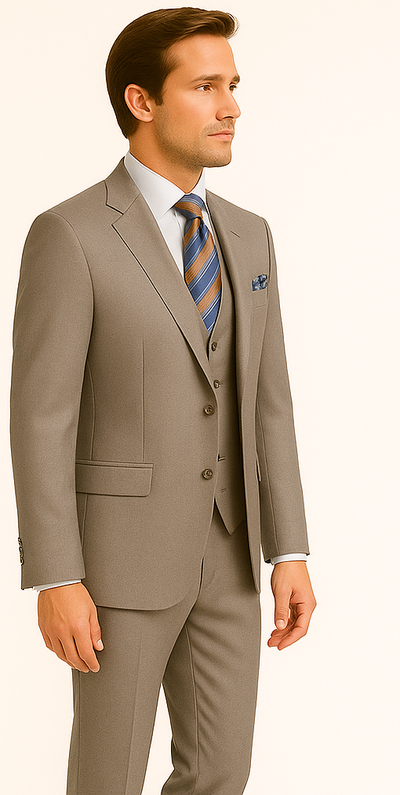 Men's Gray Slim Fit 3-Piece Suit by Rossiman – With Vest & Tailored Trousers 4 SKU#58655  - from alligatorwarehouse.com