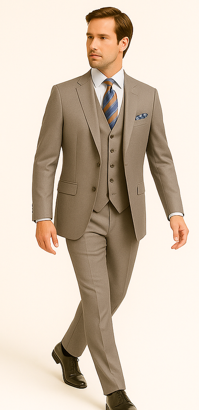 Men's Gray Slim Fit 3-Piece Suit by Rossiman – With Vest & Tailored Trousers 5 SKU#58655  - from alligatorwarehouse.com