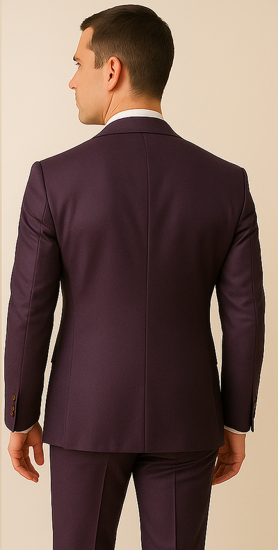 Rossiman Men’s Plum Purple Suit – Gold Buttoned Double-Breasted Elegance 3 SKU#61424  - from alligatorwarehouse.com