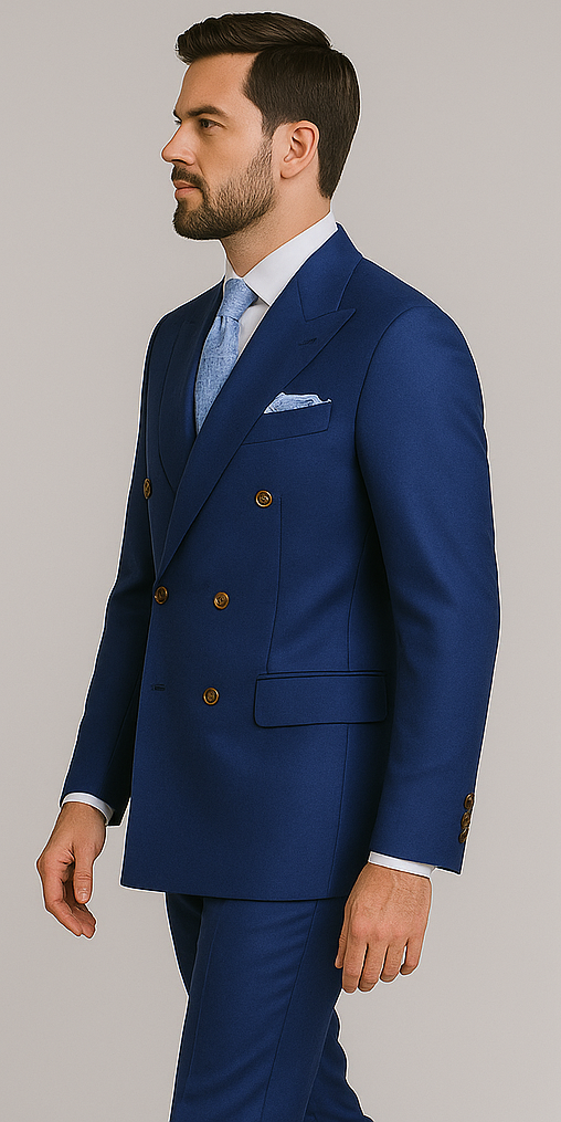 Rossiman Men's Slim Fit Royal Blue Suit – Double-Breasted Elegance