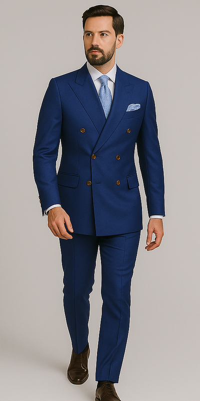 Rossiman Men's Slim Fit Royal Blue Suit – Double-Breasted Elegance 5 SKU#58649  - from alligatorwarehouse.com