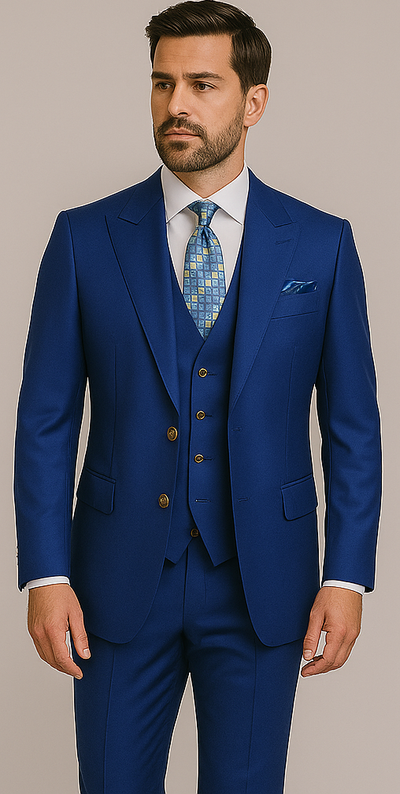 Rossiman Men’s Royal Blue Slim Fit Suit – Sophisticated Double-Breasted Design 1 SKU#58645  - from alligatorwarehouse.com