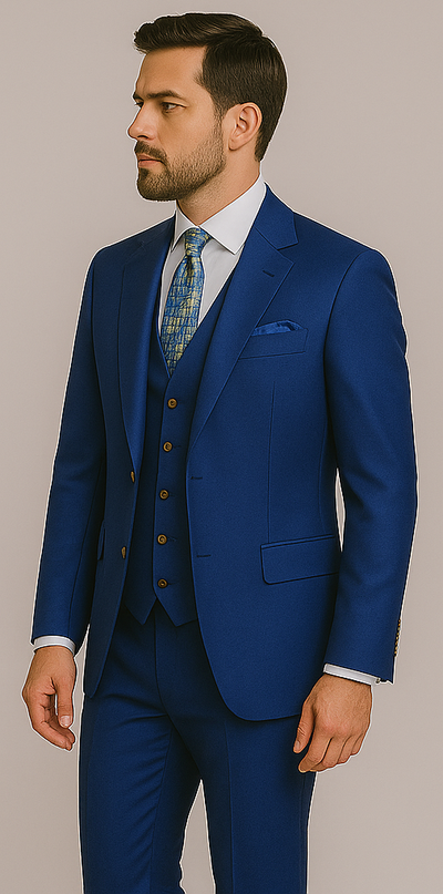 Rossiman Men’s Royal Blue Slim Fit Suit – Sophisticated Double-Breasted Design 4 SKU#58645  - from alligatorwarehouse.com