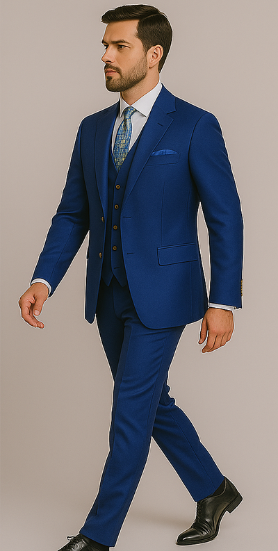 Rossiman Men’s Royal Blue Slim Fit Suit – Sophisticated Double-Breasted Design 5 SKU#58645  - from alligatorwarehouse.com