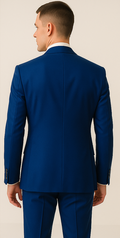 Rossiman Men’s Royal Blue Glossy Sateen Suit – Bold & Refined Look 3 SKU#61580  - from alligatorwarehouse.com