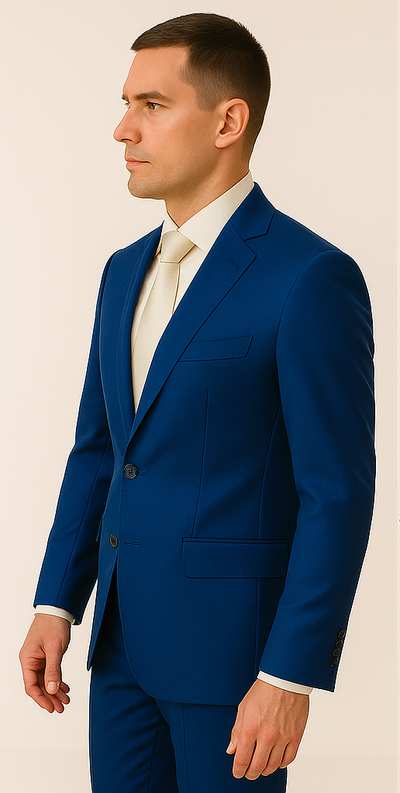 Rossiman Men’s Royal Blue Glossy Sateen Suit – Bold & Refined Look 4 SKU#61580  - from alligatorwarehouse.com