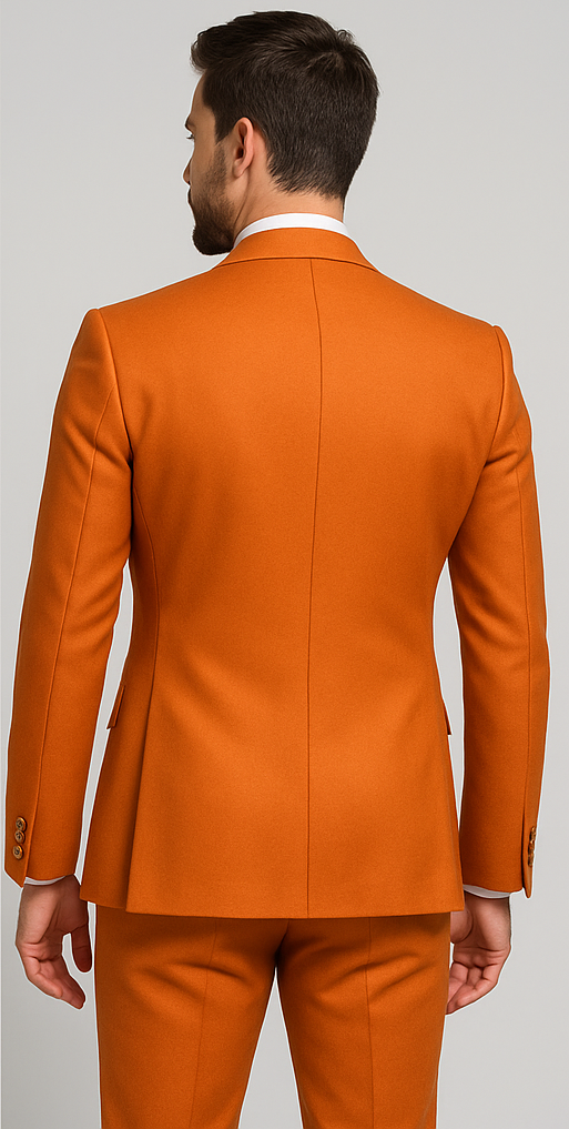 Rossiman Men's Rust Slim Fit Suit – 3-Piece Set with Double-Breasted Vest & Flat Front Pants 3 SKU#58653  - from alligatorwarehouse.com