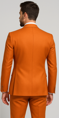 Rossiman Men's Rust Slim Fit Suit – 3-Piece Set with Double-Breasted Vest & Flat Front Pants