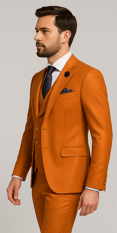 Rossiman Men's Rust Slim Fit Suit – 3-Piece Set with Double-Breasted Vest & Flat Front Pants 4 SKU#58653  - from alligatorwarehouse.com