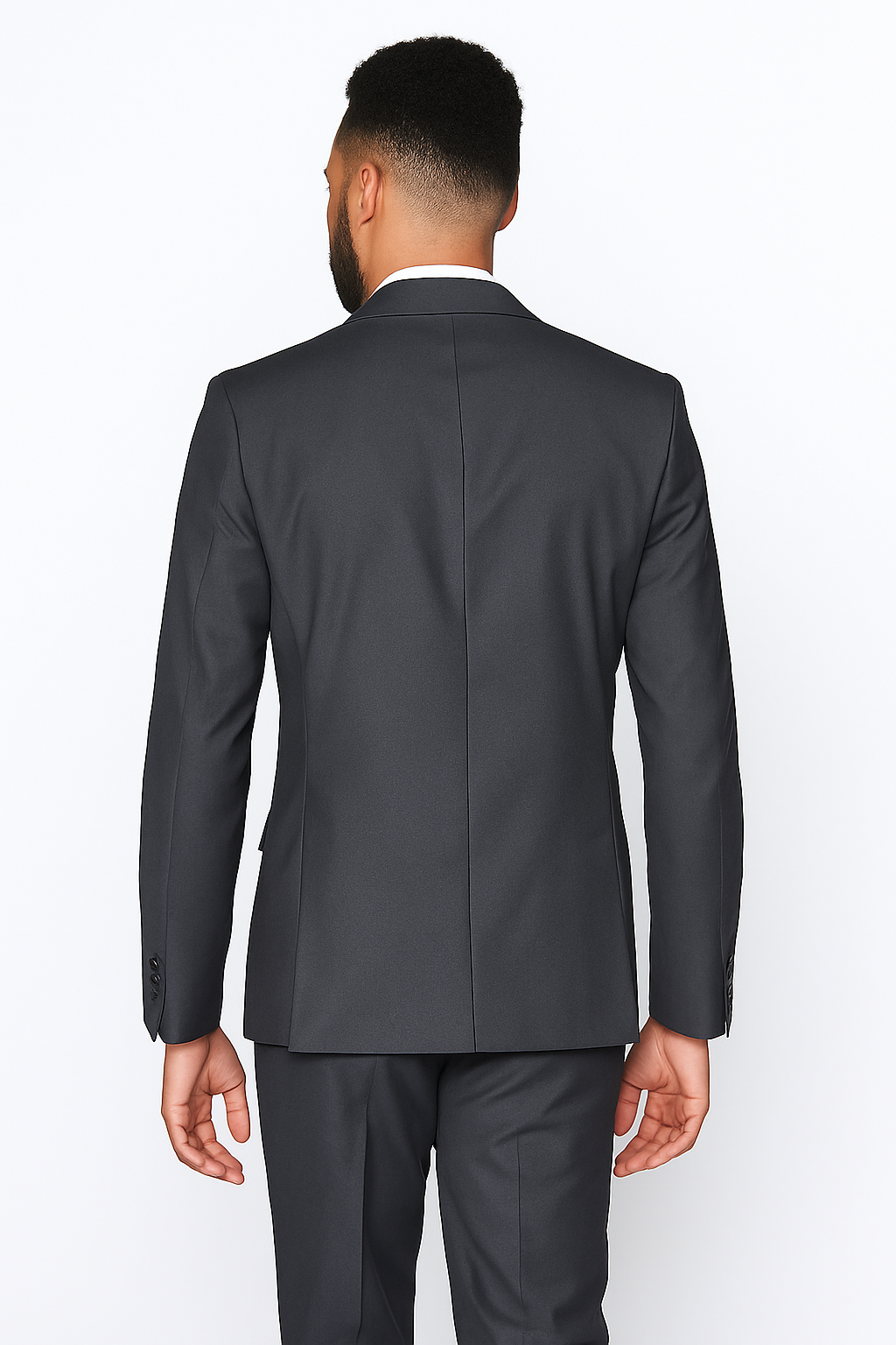 Rossiman Men's Slim Fit Gray Wool Suit – 1-Button Peak Lapel Jacket & Tapered Low-Rise Pants 3   - from alligatorwarehouse.com