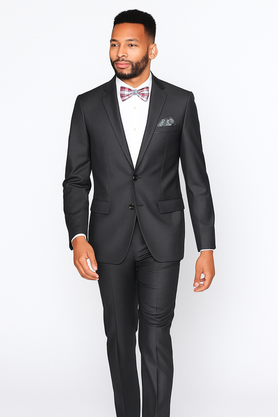 Rossiman Men's Slim Fit Gray Wool Suit – 1-Button Peak Lapel Jacket & Tapered Low-Rise Pants 4   - from alligatorwarehouse.com