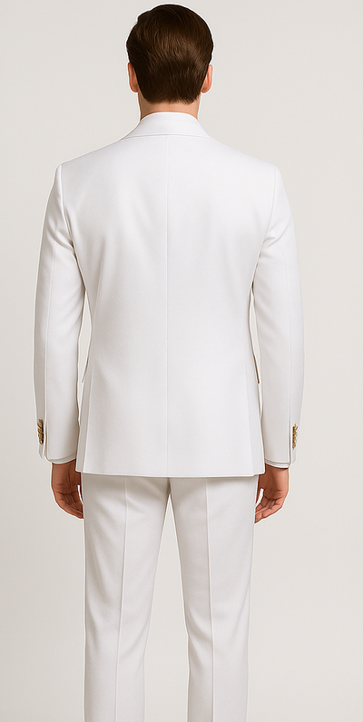 Rossiman Men's White Slim Fit Suit – Double-Breasted 3-Piece Formal Ensemble 3 SKU#58644  - from alligatorwarehouse.com