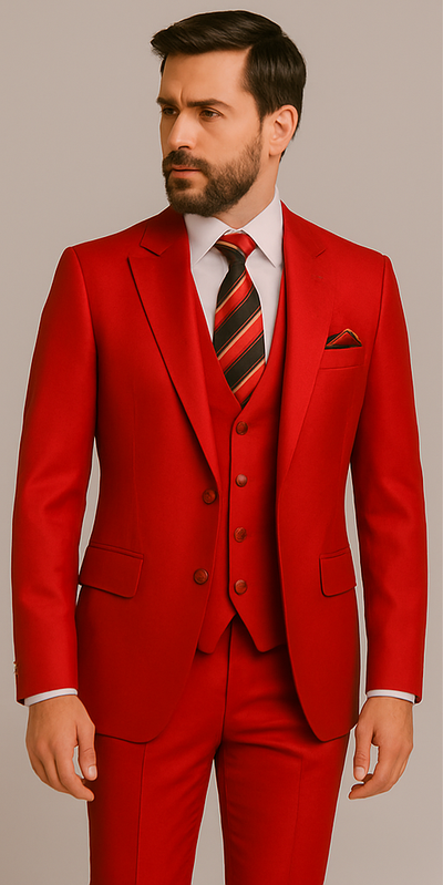 Rossiman Men’s Red Slim Fit Suit – Stylish Double-Breasted Jacket 4 SKU#58646  - from alligatorwarehouse.com