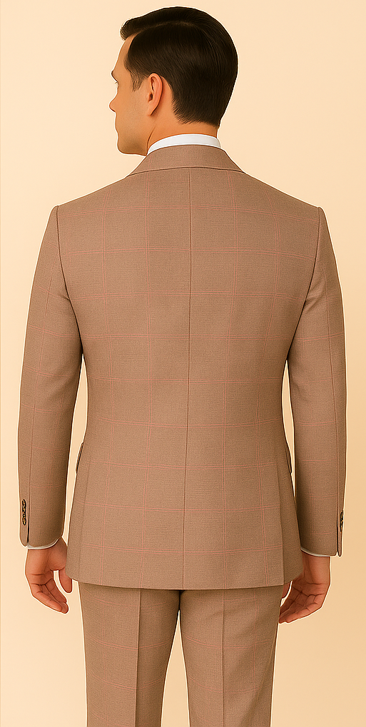 Rossiman Sharkskin Gray Plaid Suit – Double-Breasted Windowpane Suit for Men 5   - from alligatorwarehouse.com