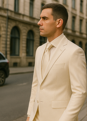 Rossiman White Sateen Suit for Men – High-Shine Formal Elegance