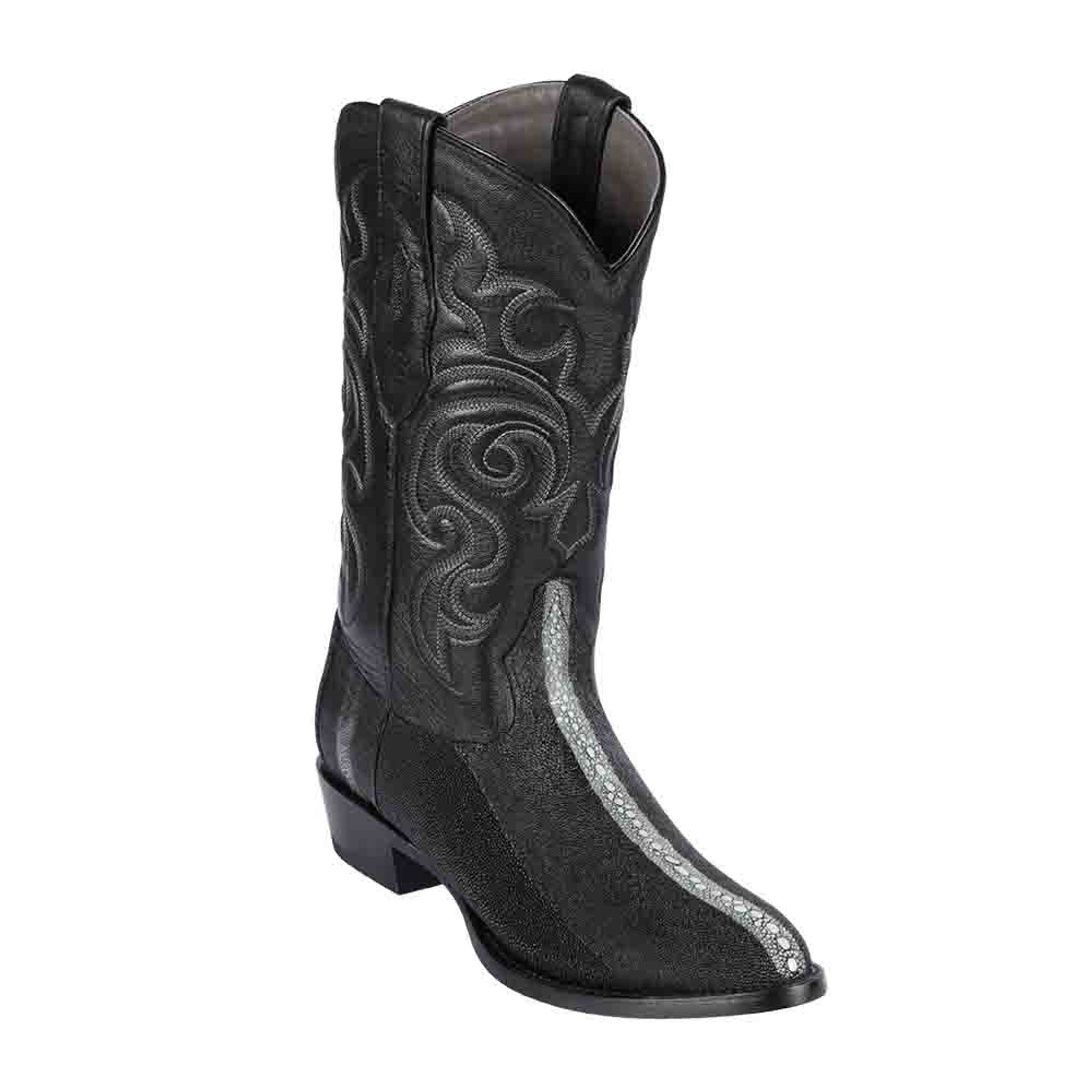 Los Altos Round Toe Men's Black Genuine Rowstone Stingray Boots