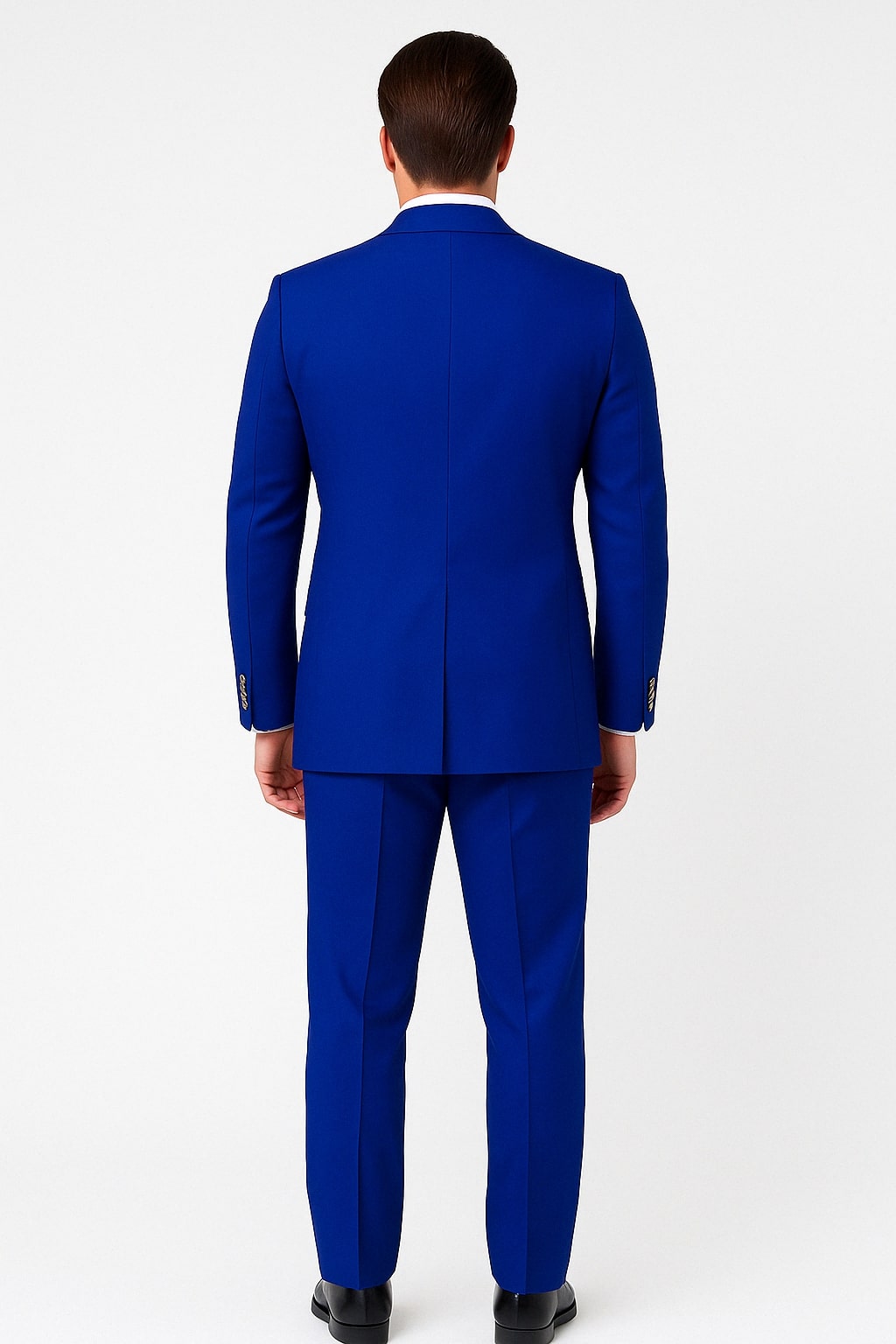 Mens Royal Blue Double-Breasted Suit with Gold Buttons Slim Fit Formal 2-Piece Set