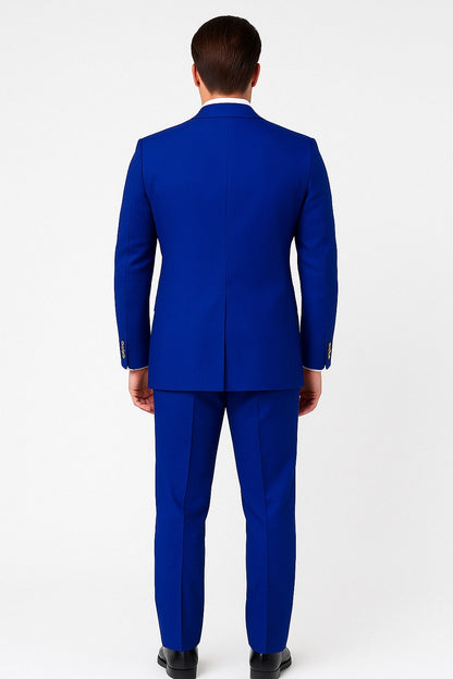 Mens Royal Blue Double-Breasted Suit with Gold Buttons Slim Fit Formal 2-Piece Set