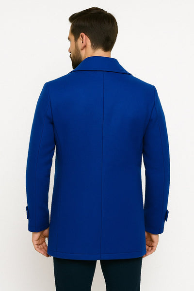 Mens Royal Blue Double-Breasted Wool Peacoat – Alberto Nardoni Collection 2   - from alligatorwarehouse.com