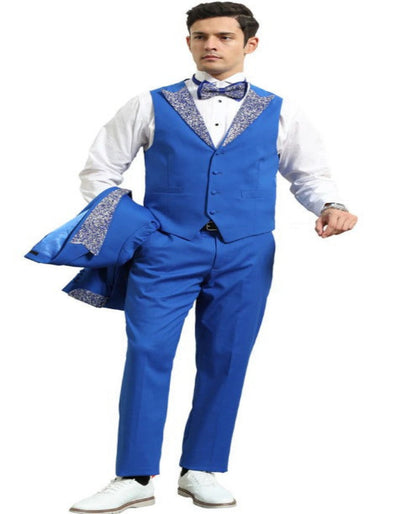 Royal and White Prom Tuxedo - Perfect Wedding Suit Vested rhinestone Lapelled 2   - from alligatorwarehouse.com