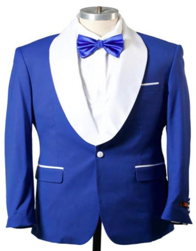 Blue Prom Suit For Men - Blue Homecoming Tuxedo -Vest Royal And White 1 WO-6446  - from alligatorwarehouse.com