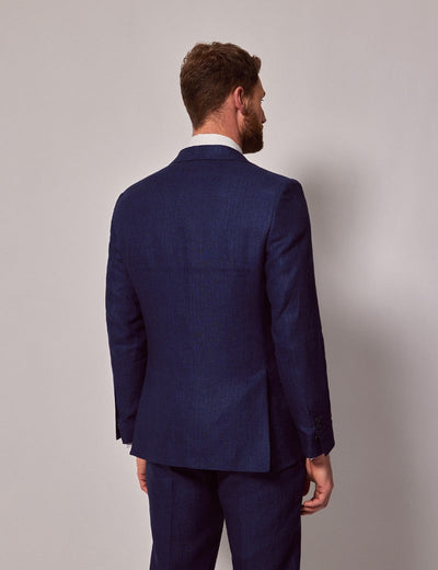 Mens Linen Suit For Beach Wedding - Summer  Suit in Royal Blue Herringbone 12 ZW-3387  - from alligatorwarehouse.com
