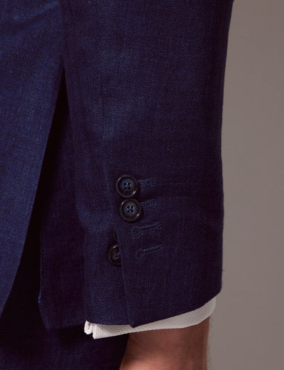 Mens Linen Suit For Beach Wedding - Summer  Suit in Royal Blue Herringbone 7 ZW-3387  - from alligatorwarehouse.com