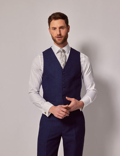 Mens Linen Suit For Beach Wedding - Summer  Suit in Royal Blue Herringbone 8 ZW-3387  - from alligatorwarehouse.com