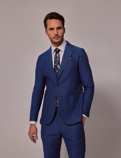 Mens Linen Suit For Beach Wedding - Summer  Slim Suit in Royal Blue 2 6X-8669  - from alligatorwarehouse.com