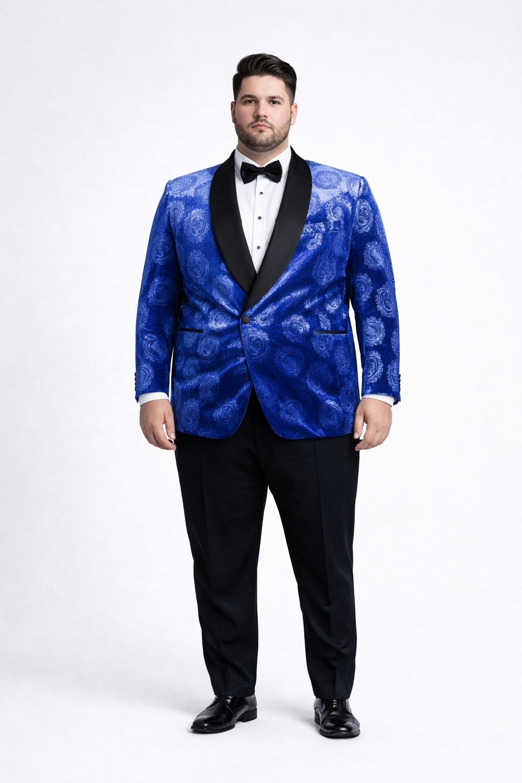 Men’s Formal Royal Blue Rose Tuxedo Jacket with Shawl Lapel