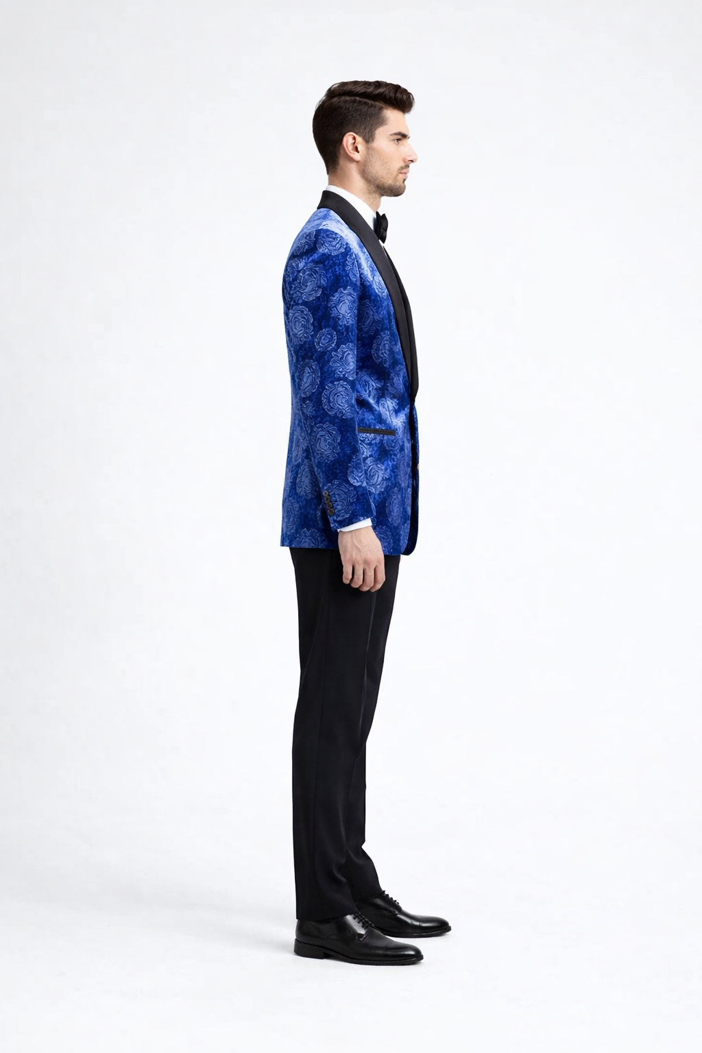 Men’s Formal Royal Blue Rose Tuxedo Jacket with Shawl Lapel